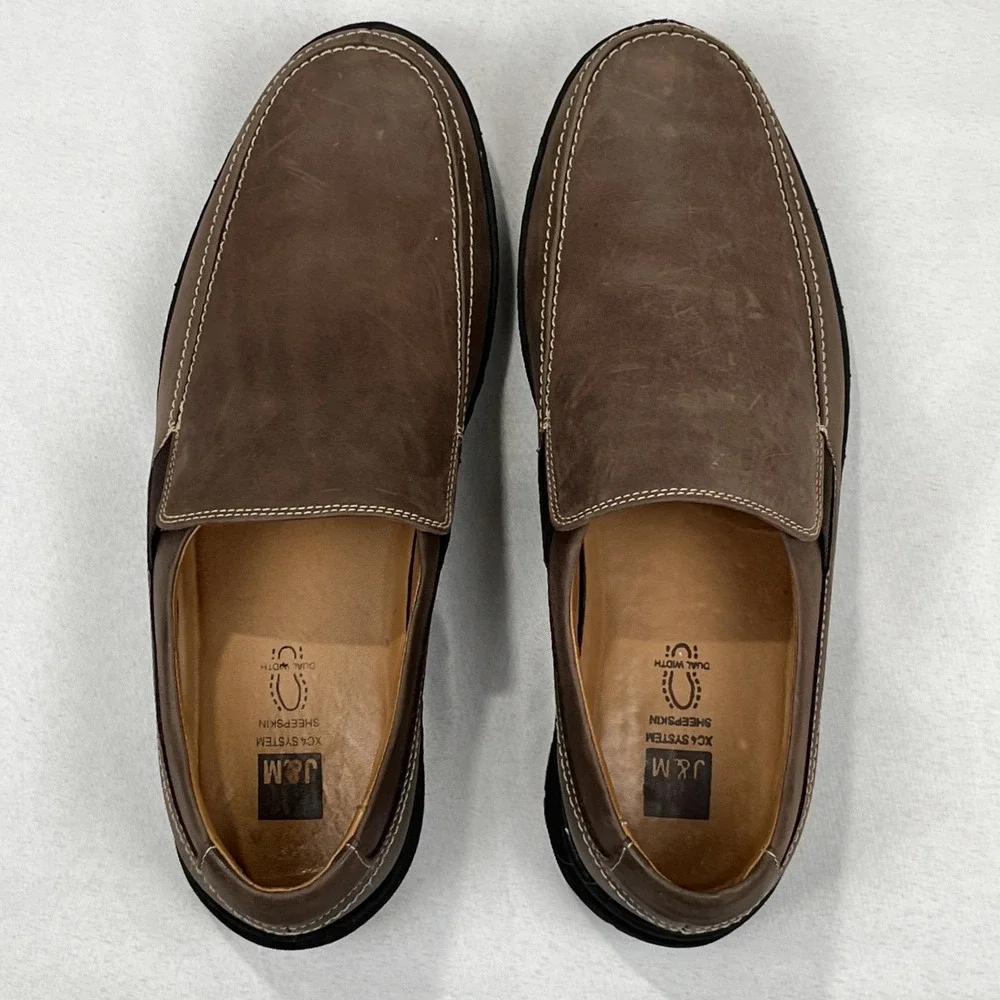 J & M Johnston & Murphy Driving Loafers Men 9M Shoes Brown‎ leather Sheepskin - Picture 5 of 7